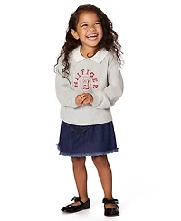 Tommy Hilfiger Toddler and Little Girls 2-Piece Collared Top Denim Flare Skirt Set