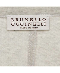Pre-Owned Brunello Cucinelli Women's Grey Cotton Jersey Ruffled Monili Pocket Detail Sweatshirt