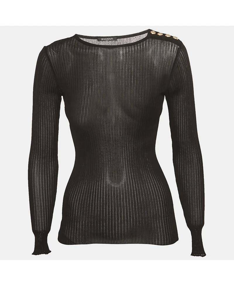 Pre-Owned Balmain Women's Rib Knit Long Sleeve Top