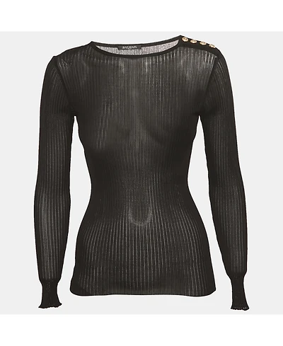 Pre-Owned Balmain Women's Rib Knit Long Sleeve Top