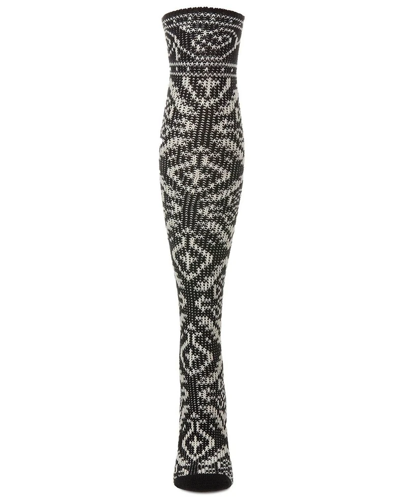 MeMoi Women's Damask Acrylic and Wool Blend Over The Knee Socks