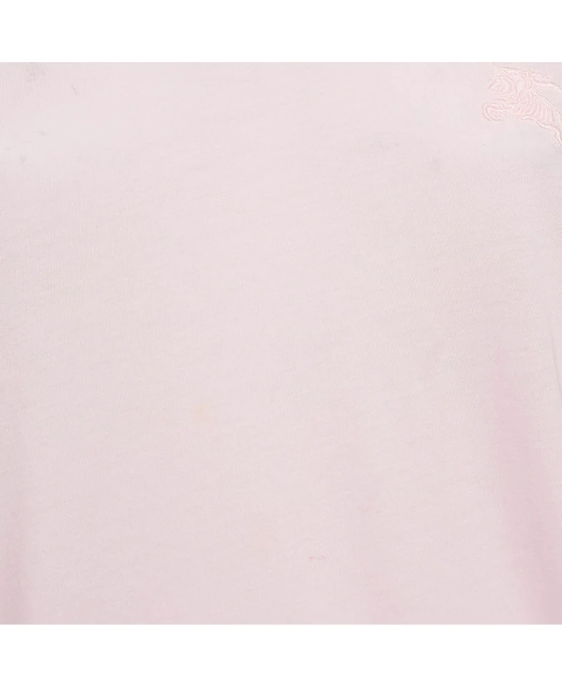 Pre-Owned Burberry Women's Pink Logo Embroidered Cotton V-Neck T-Shirt