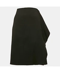 Pre-Owned Versace Women's Black Sateen Drape Detail Pencil Skirt