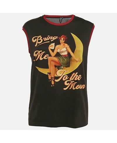 Pre-Owned Dolce & Gabbana Women's Bring Me To The Moon Print Jersey Sleeveless Top