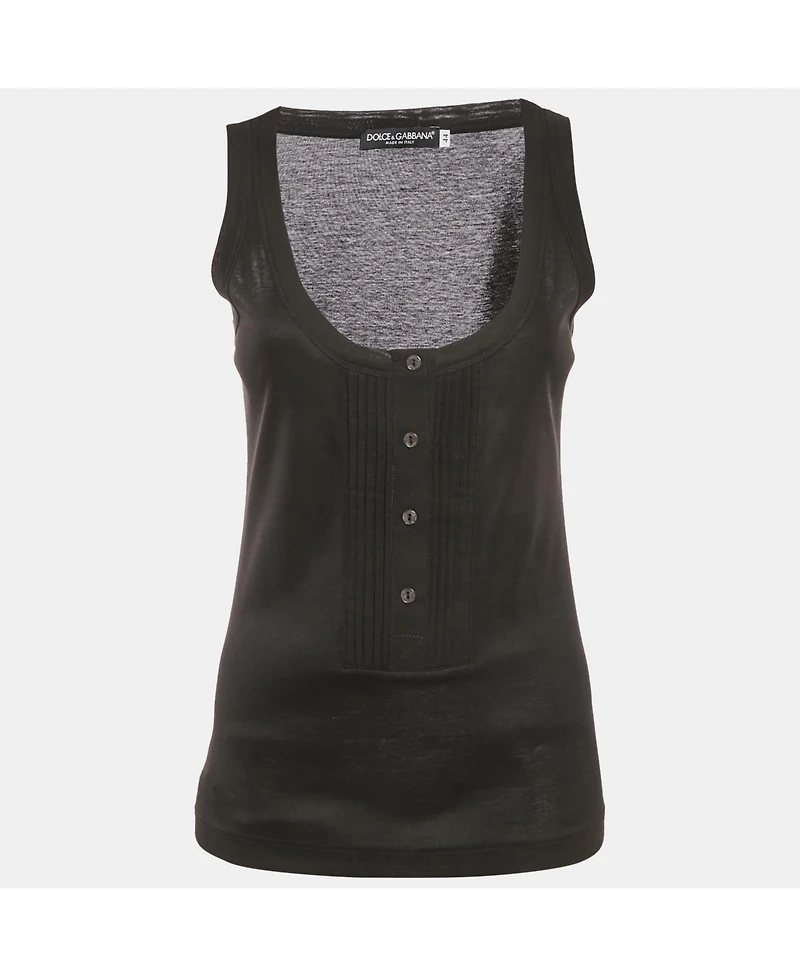 Pre-Owned Dolce & Gabbana Women's Stretch Cotton Pintuck Tank Top
