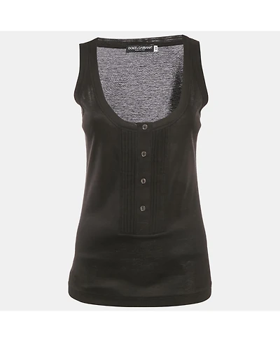Pre-Owned Dolce & Gabbana Women's Stretch Cotton Pintuck Tank Top