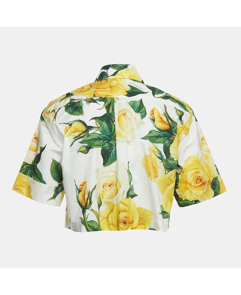 Pre-Owned Dolce & Gabbana Women's Floral Print Cotton Cropped Shirt
