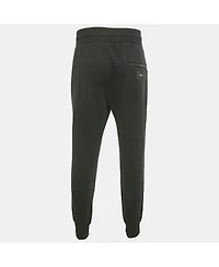 Pre-Owned Dolce & Gabbana Men's Black Cotton Logo Plaque Joggers