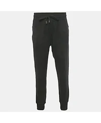 Pre-Owned Dolce & Gabbana Men's Black Cotton Logo Plaque Sweatpants