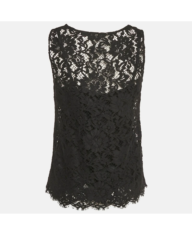 Pre-Owned Dolce & Gabbana Women's Black Lace Sleeveless Top