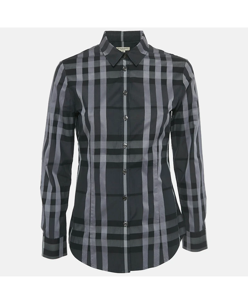 Pre-Owned Burberry Women's Monochrome Checkered Cotton Shirt