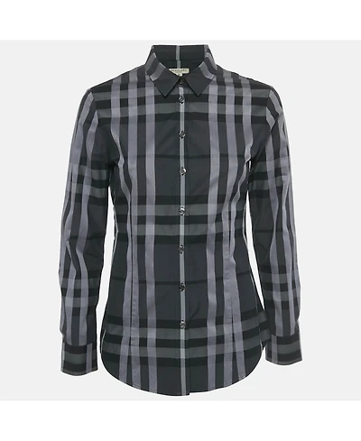 Pre-Owned Burberry Women's Monochrome Checkered Cotton Shirt