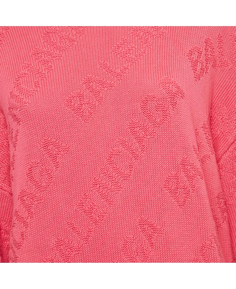 Pre-Owned Balenciaga Women's Pink Logo Intarsia Knit Oversized Sweater