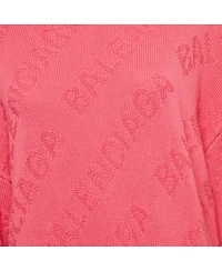 Pre-Owned Balenciaga Women's Pink Logo Intarsia Knit Oversized Sweater