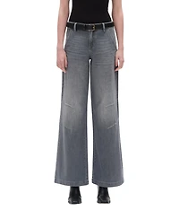 Bayeas Women's Retro Washed Mid-Rise Wide-Leg Jeans