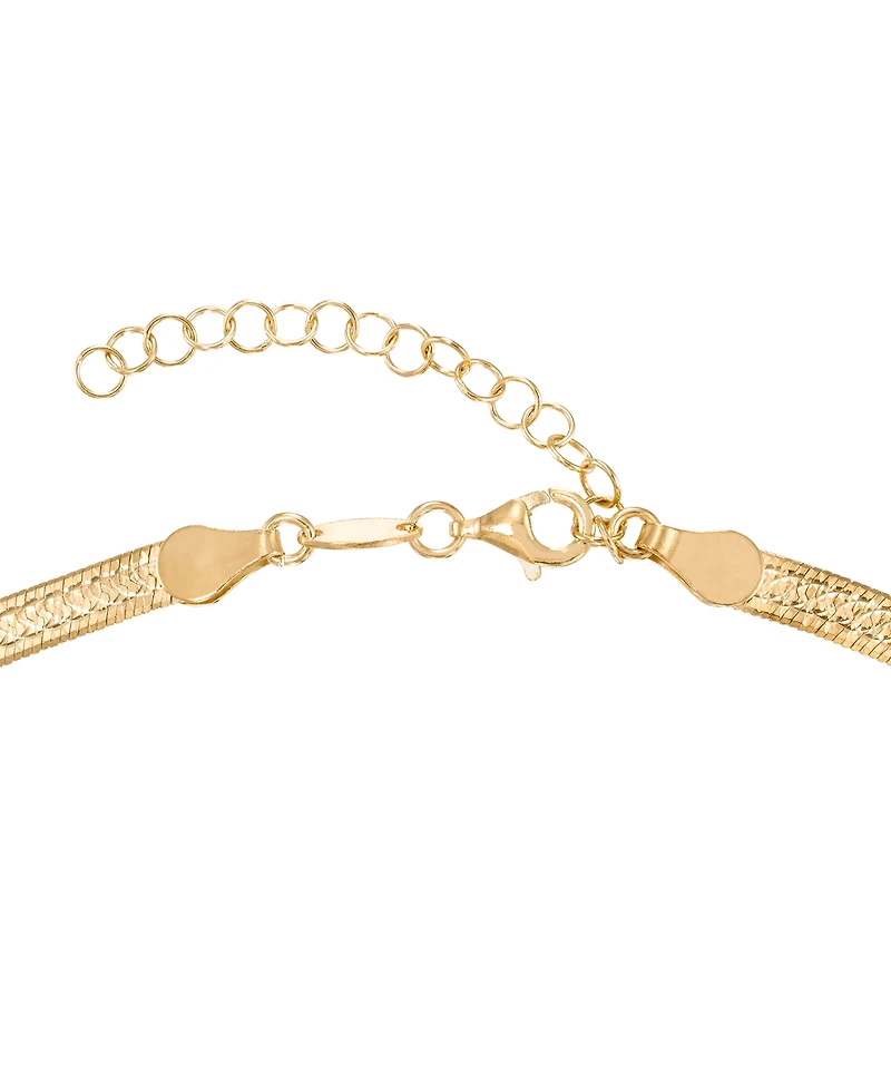 Macy's Diamond Cut Herringbone Extender Necklace in 18k Yellow Gold Over Sterling Silver