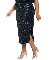Muse Plus Side Slit Sequin Detail Midi Skirt