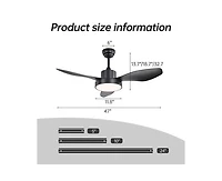 Sofucor 47-inch Modern Black 3 Blades Ceiling Fan with Six-Speed Remote Control and Timing Function and Light Kit