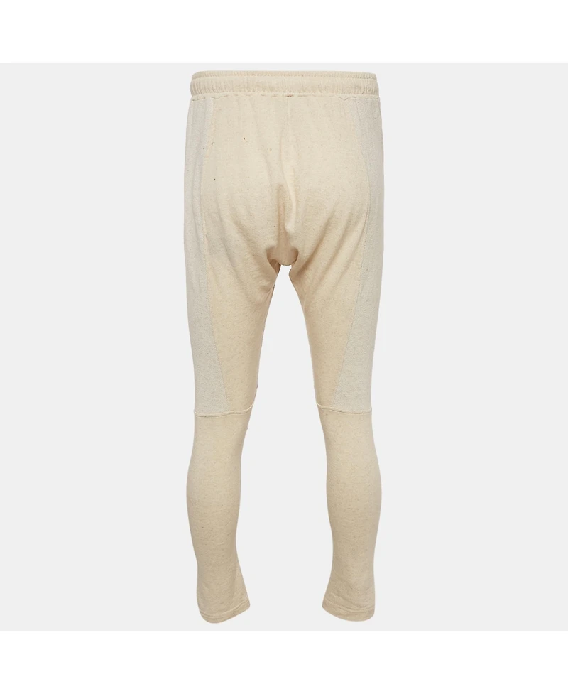 Pre-Owned Balmain Men's Cream Cotton Paneled Knit Jogger Pants