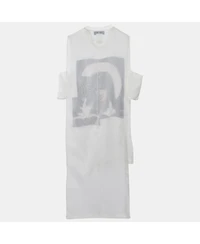 Pre-Owned Givenchy Women's Off White Printed Silk High Low Hem Pullover