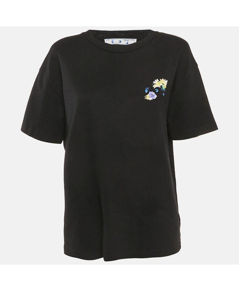 Pre-Owned Off-White Women's Logo Print Cotton Crew Neck T-Shirt