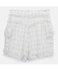 Pre-Owned Balmain Women's Cream Tweed Raw Edge Detail Shorts