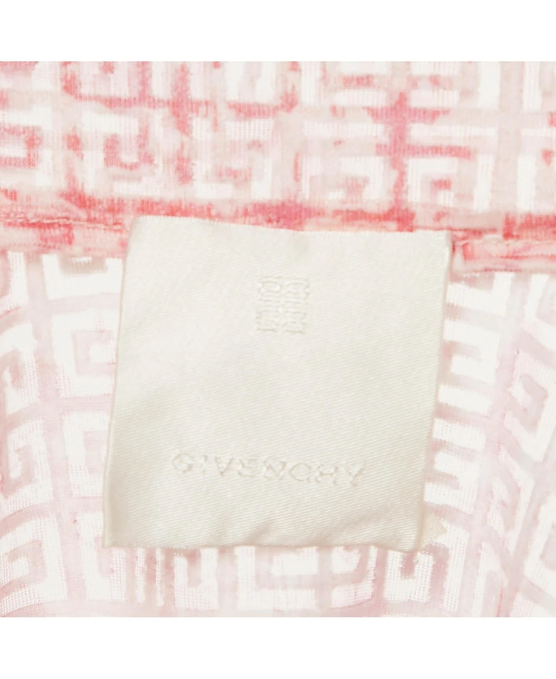 Pre-Owned Givenchy Women's Pink/white Mesh Velvet 4G Turtleneck Top