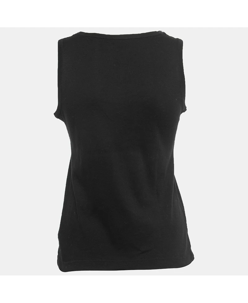 Pre-Owned Dolce & Gabbana Women's Black And Beige Dice Key Printed Silk Short Sleeve Top