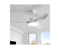 Sofucor 47-inch Modern White 3 Blades Ceiling Fan with Six-Speed Remote Control and Timing Function and Light Kit