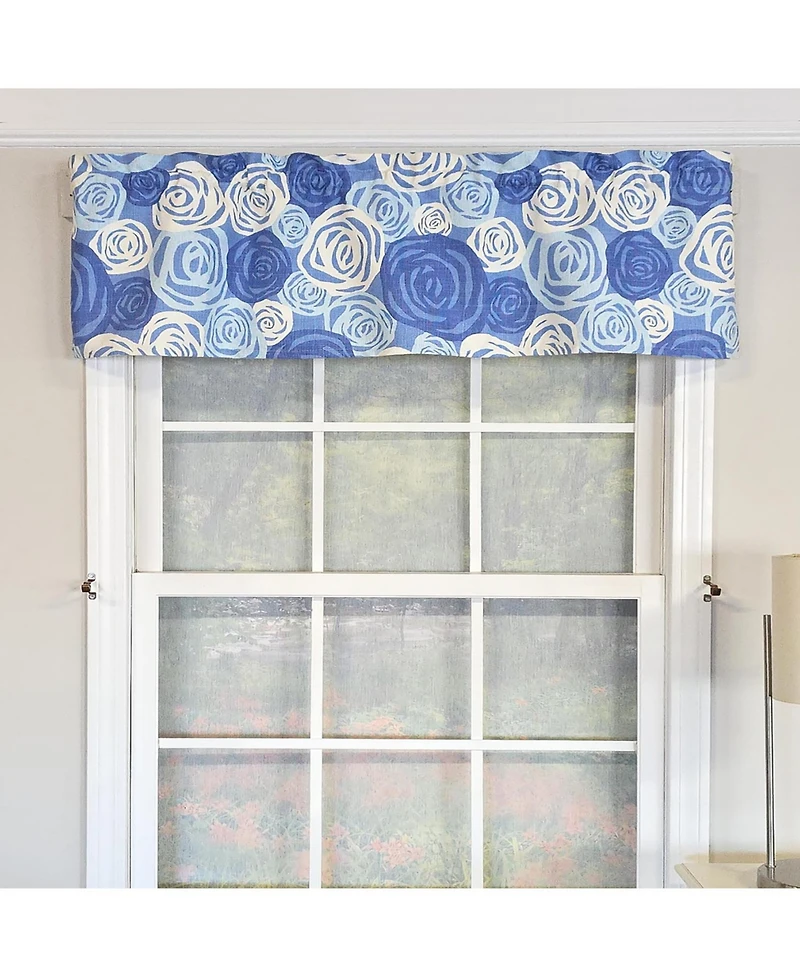 Rlf Home 100% Cotton High Quality Rosales Tailored Window Valance with 1.5" Rod Pocket 50" W X 12" L Blue