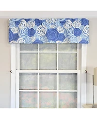 Rlf Home 100% Cotton High Quality Rosales Tailored Window Valance with 1.5" Rod Pocket 50" W X 12" L Blue