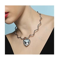 Sohi Women's The Coil-Coeur Collar Necklace - Chrome Silver