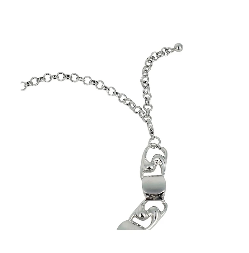 Women's The SwirlBlock-Link Chain Necklace - Metallic Silver