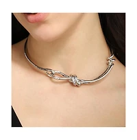 Women's The Knotted-Bar Collar Necklace - Chrome Silver