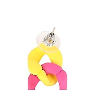 Women's The Block-Link Drop Earrings - Lemon Yellow & Fushcia Pink