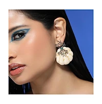 Women's The Veined-Conchiglia Drop Earrings - Metallic Silver