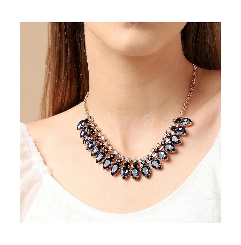 Sohi Women's Blue Teardrop Strand Necklace