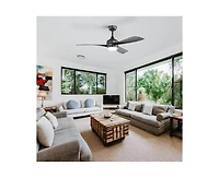 52-inch Modern Black Ceiling Fan with Led Light and Remote Control Dc Motor