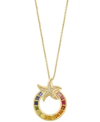 Effy Collection Diamond Multi Gemstones Pendant Necklace Ring In 14k Yellow Gold