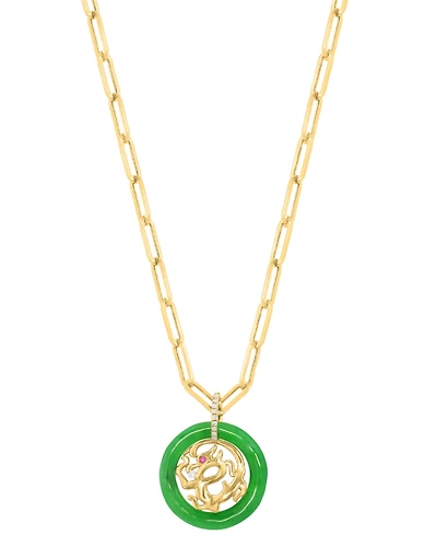 Effy Collection Diamond (1/20 ct. t.w.) & Muti Gemstones (6-5/8 ct. t.w.) Pendant Necklace in 14k Yellow Gold