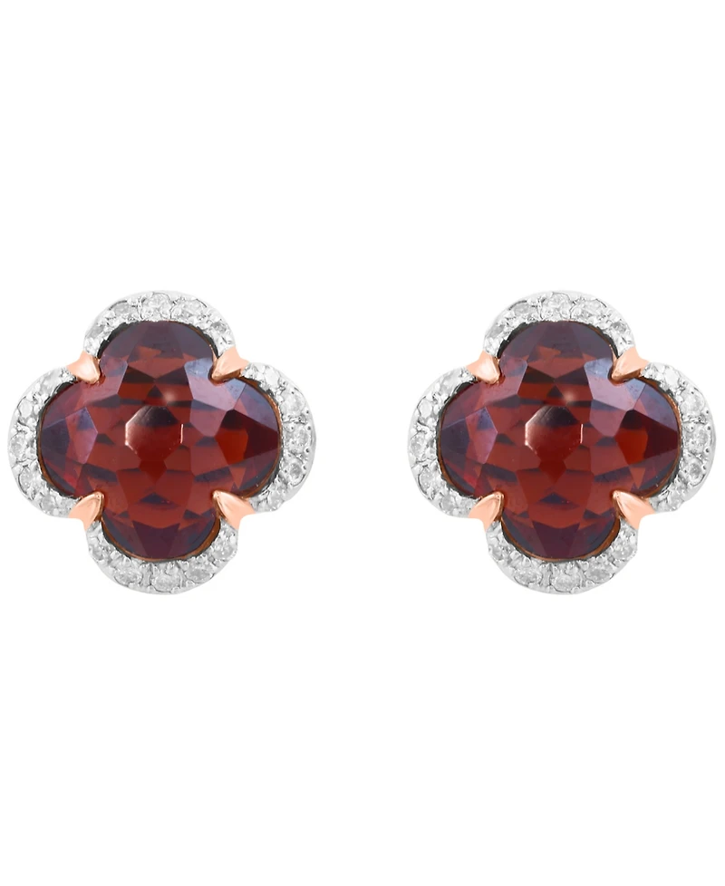 Effy Collection Diamond (1/6 ct. t.w.) & Garnet (4 ct. t.w.) Stud Earrings in 14k Rose Gold