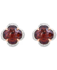 Effy Collection Diamond (1/6 ct. t.w.) & Garnet (4 ct. t.w.) Stud Earrings in 14k Rose Gold