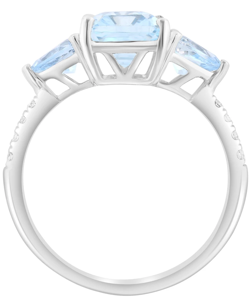Effy Collection Diamond (1/10 ct. t.w.) & Aquamarine (2-5/8 ct. t.w.) Ring in 14k White Gold