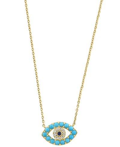 Effy Collection Multi-Gemstones (7/8 ct. t.w.) Pendant Necklace in 14k Yellow Gold