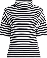 Lands' End Women's Elbow Sleeve Supima Cotton Relaxed Turtleneck