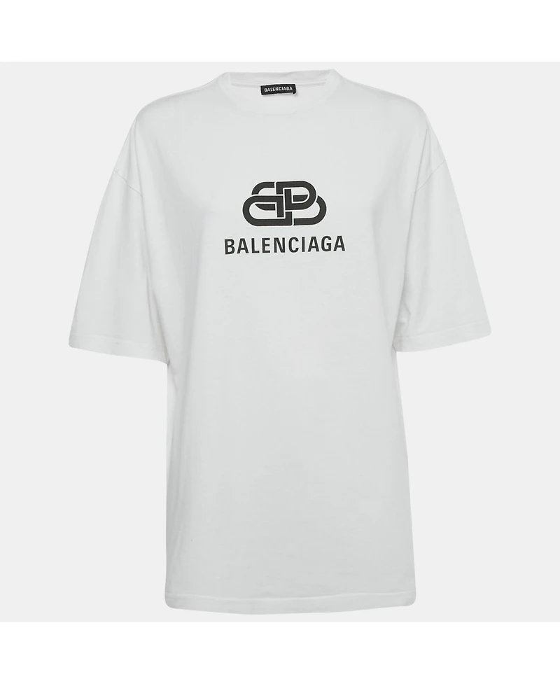 Pre-Owned Balenciaga Women's Logo Print Jersey Crewneck T-Shirt