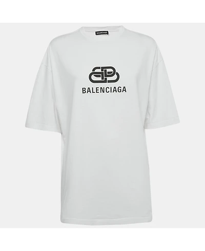 Pre-Owned Balenciaga Women's Logo Print Jersey Crewneck T-Shirt