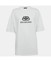 Pre-Owned Balenciaga Women's Logo Print Jersey Crewneck T-Shirt