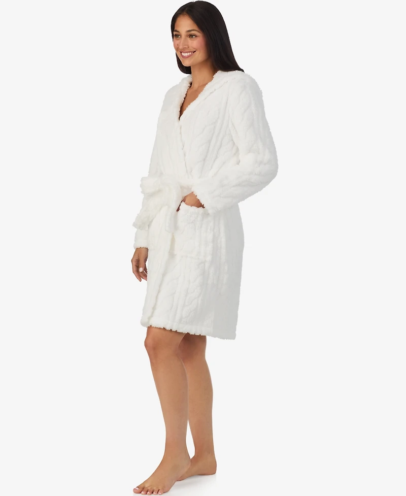 Cuddl Dud Women's Short Long-Sleeve Hooded Wrap Robe
