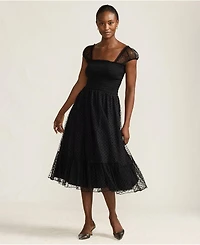 Lands' End Women's Flocked Chiffon Midi Dress